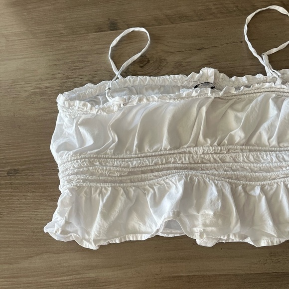 Madewell Smocked Button-Front Top in Poplin - Eyelet White - Picture 7 of 11